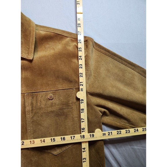 Apart Suede Trucker Jacket Brown Button Up Shirt Womens Size M Pig Leather - Picture 3 of 11